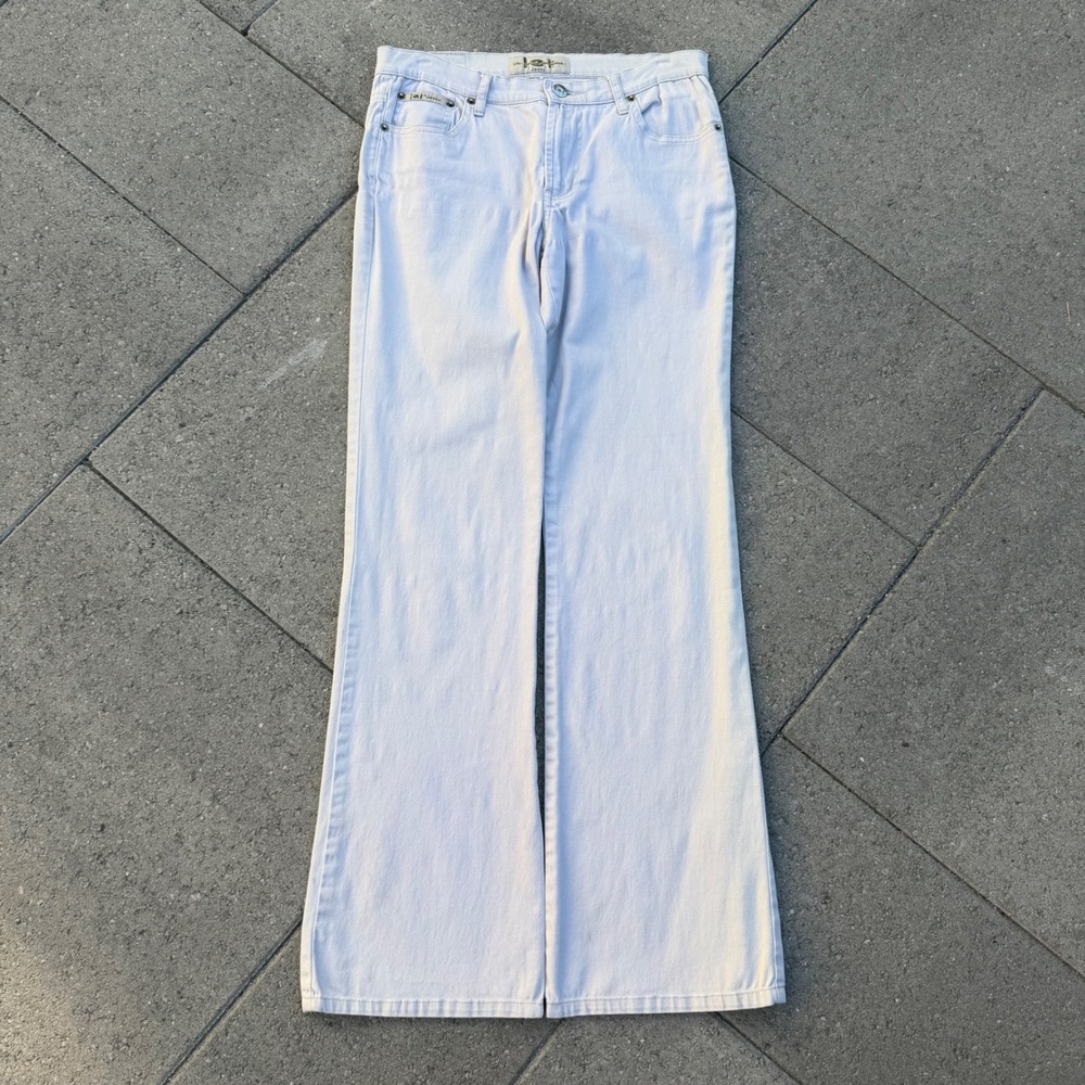 Vintage LEI Life Energy Intelligence Cream Flare Jeans Women Size 5 Y2K Mid Rise